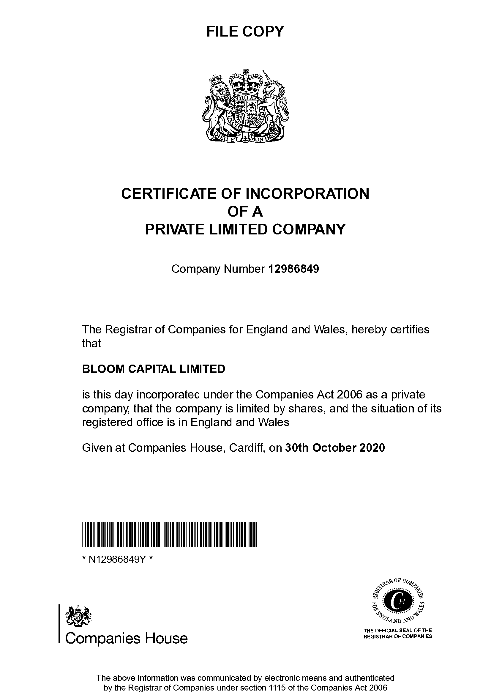 Company Certificate
